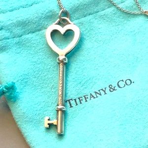 Tiffany Heart Sterling Silver Key Pendant Necklace